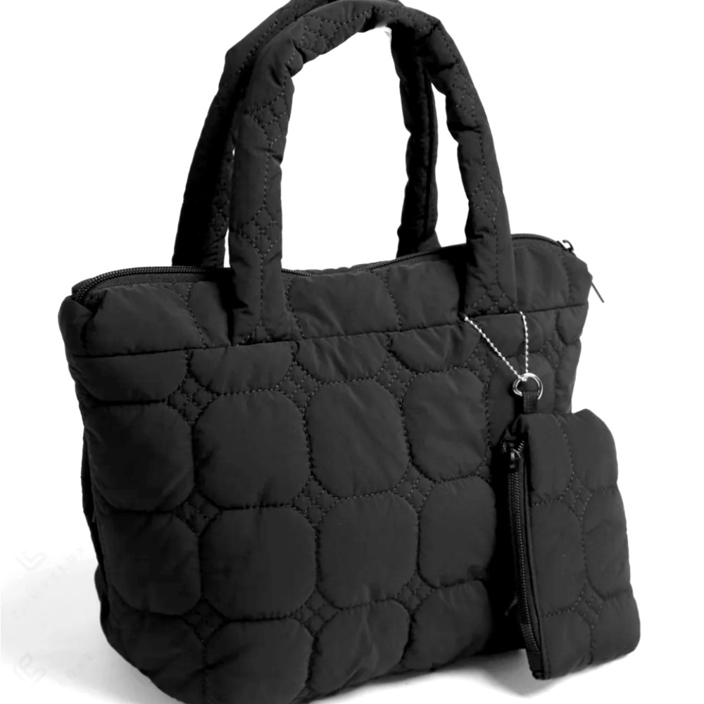 Black Quilted Tote Bag